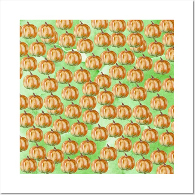 Autumn Harvest Watercolor Pumpkin Pattern Wall Art by CONCEPTDVS